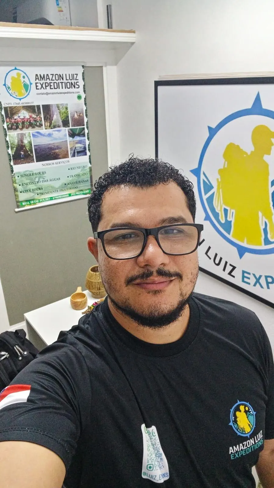 Luiz at the Amazon Luiz Expeditions office in Manaus